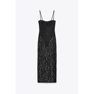 ZARA UNDERWIRE LACE MIDI DRESS